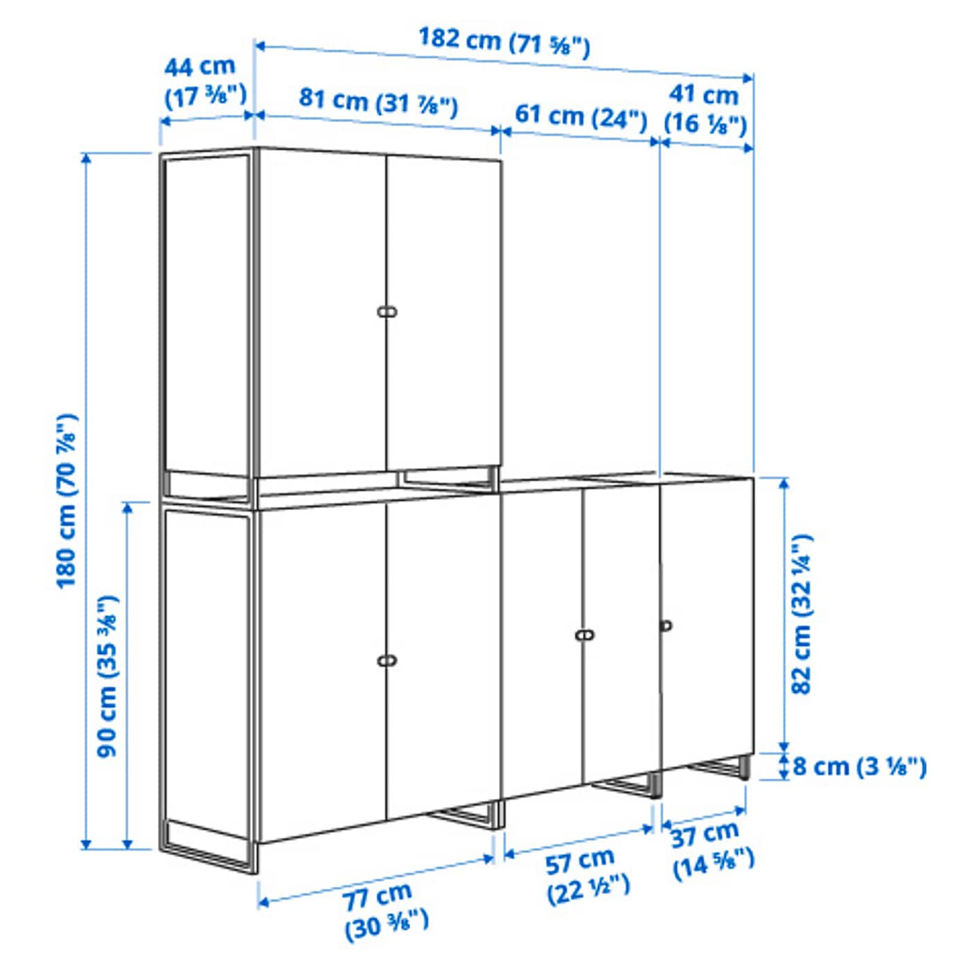 IKEA JOSTEIN Scaffale Con Ante Da Interno/esterno/bianco 182x44x180 Cm