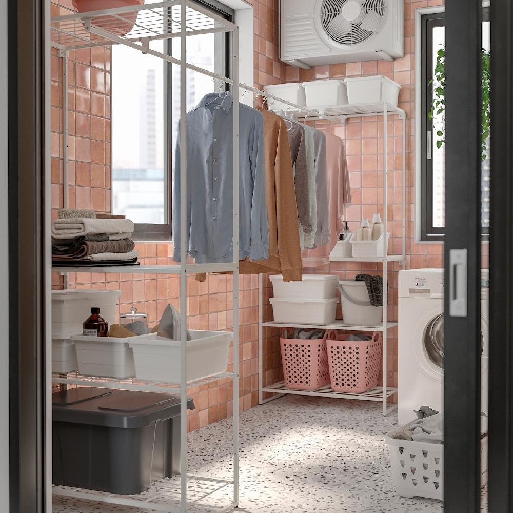 IKEA JOSTEIN Scaffale Con Bastone Appendiabiti Da Interno/esterno/filo Di Metallo Bianco 81x166/270x180 Cm