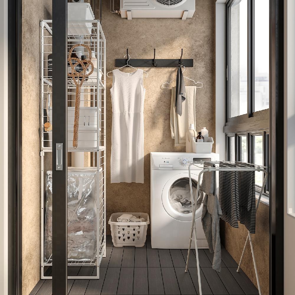 IKEA JOSTEIN Scaffale Con Borse/griglia Da Interno/esterno Filo Di Metallo/trasparente Bianco 62x40/76x180 Cm