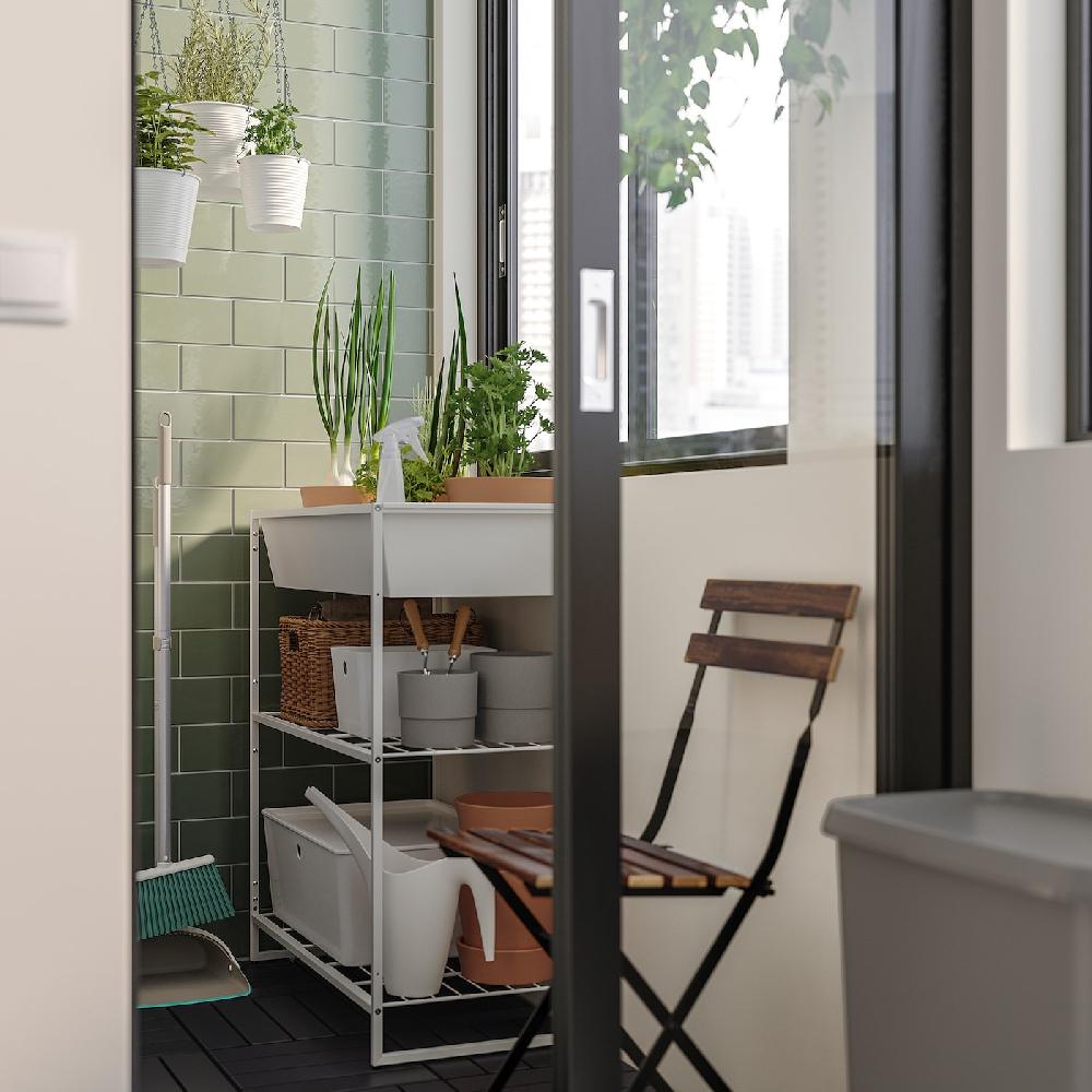 IKEA JOSTEIN Scaffale Con Contenitore Da Interno/esterno/filo Di Metallo Bianco 81x40x90 Cm