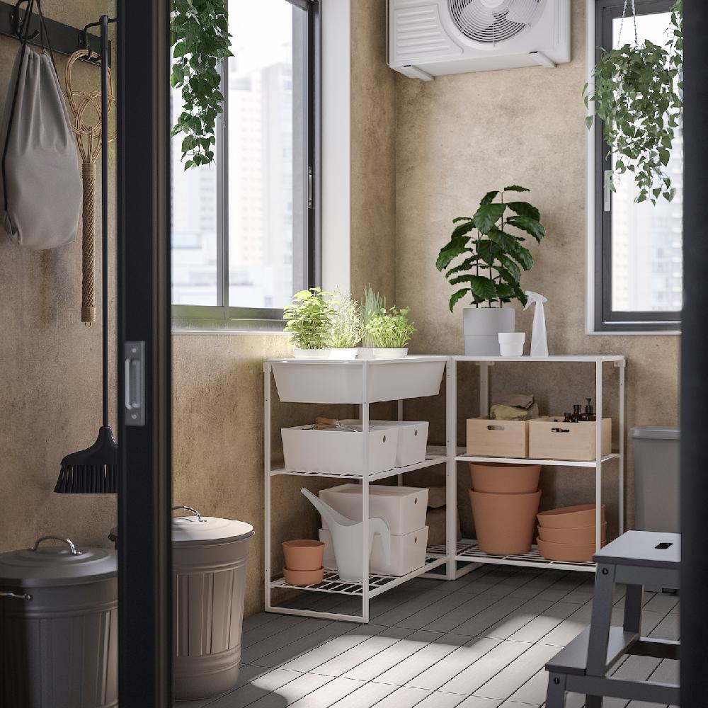IKEA JOSTEIN Scaffale Con Contenitore Da Interno/esterno/bianco 122x102x90 Cm
