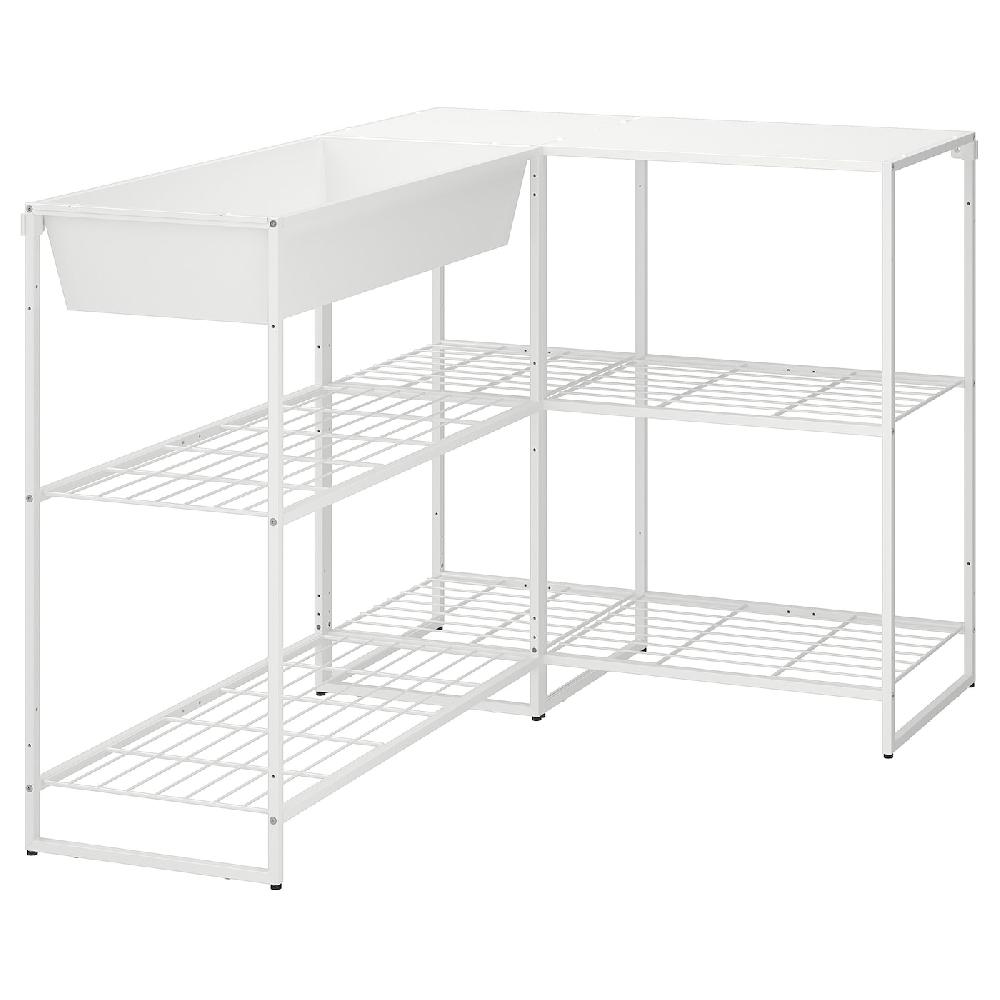 IKEA JOSTEIN Scaffale con contenitore da interno/esterno/bianco 122x102x90 cm