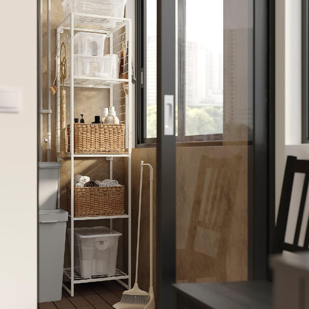 IKEA JOSTEIN Scaffale Con Griglia Da Interno/esterno/filo Di Metallo Bianco 42x40x180 Cm