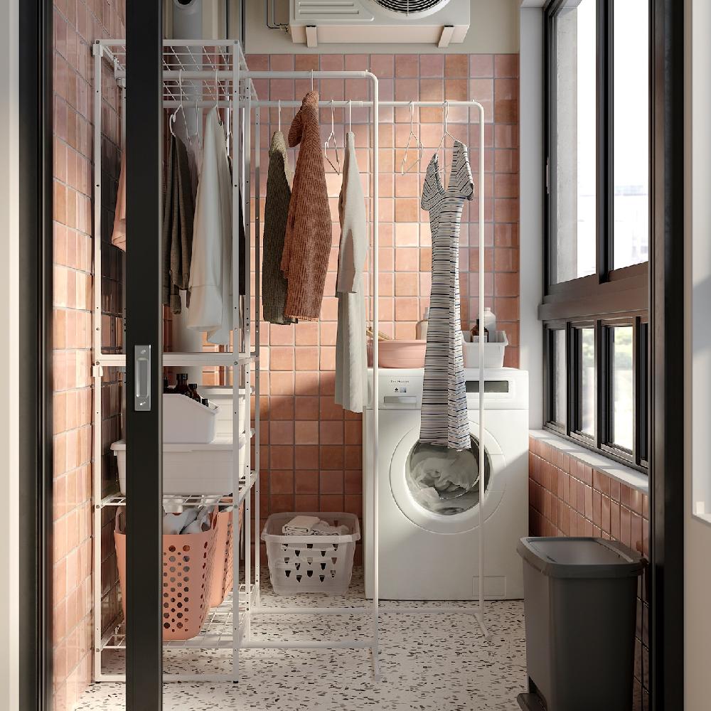 IKEA JOSTEIN Scaffale Con Stendibiancheria Da Interno/esterno/filo Di Metallo Bianco 82x53/117x180 Cm