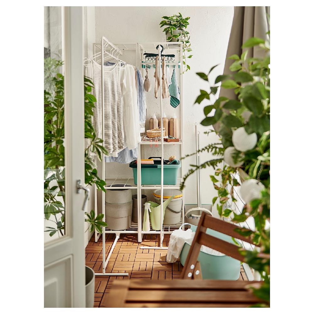 IKEA JOSTEIN Scaffale Con Stendibiancheria Da Interno/esterno/filo Di Metallo Bianco 82x53/117x180 Cm