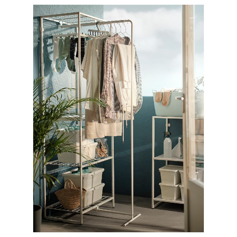 IKEA JOSTEIN Scaffale Con Stendibiancheria Da Interno/esterno/filo Di Metallo Bianco 61x53/117x180 Cm