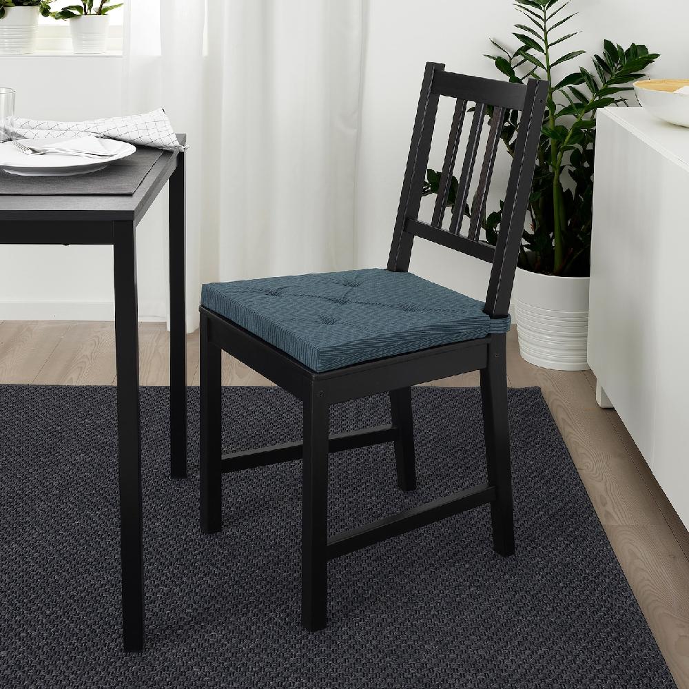IKEA JUSTINA Cuscino Per Sedia Blu Scuro/a Righe 42/35x40x4 Cm