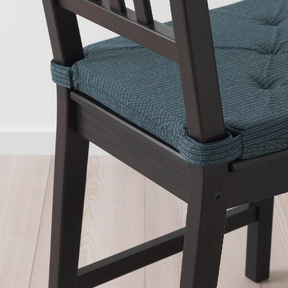 IKEA JUSTINA Cuscino Per Sedia Blu Scuro/a Righe 42/35x40x4 Cm