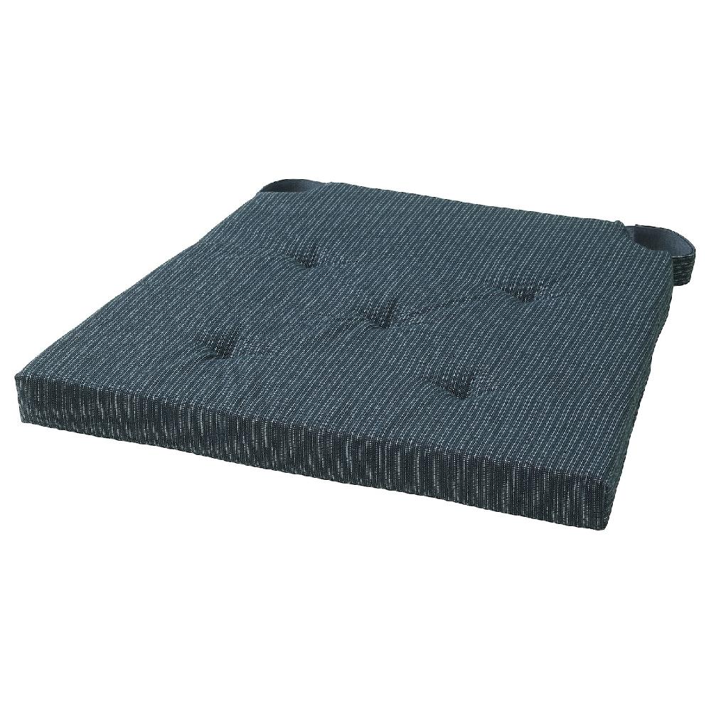IKEA JUSTINA Cuscino per sedia blu scuro/a righe 42/35x40x4 cm