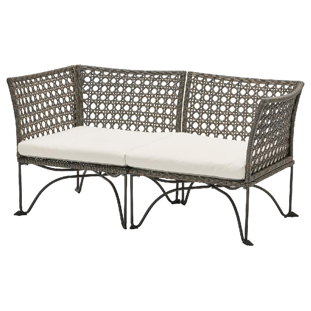 IKEA JUTHOLMEN Divano Componibile 2 Posti Esterno Grigio Scuro/Kuddarna Grigio Chiaro-beige 146x73 Cm