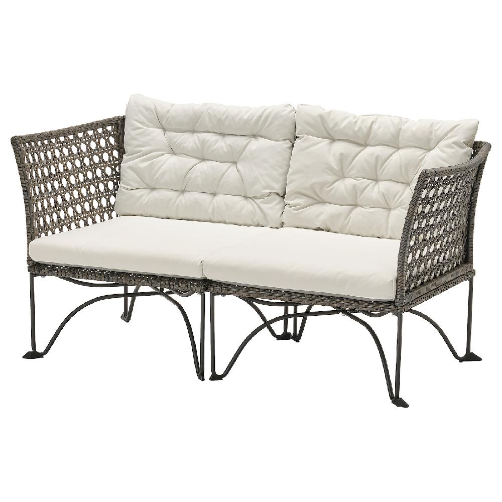 IKEA JUTHOLMEN Divano Componibile 2 Posti Esterno Grigio Scuro/Kuddarna Grigio Chiaro-beige