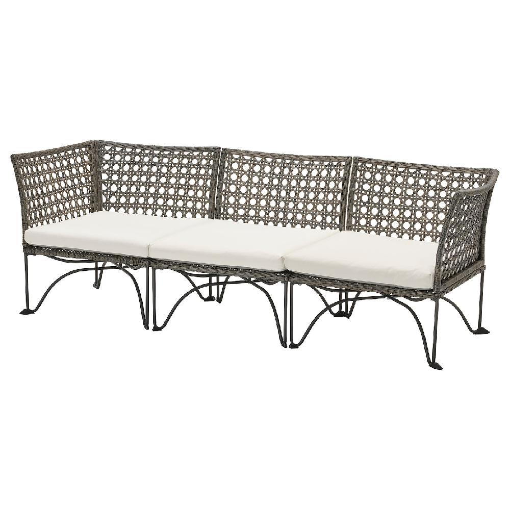 IKEA JUTHOLMEN Divano componibile 3 posti esterno grigio scuro/Kuddarna grigio chiaro-beige