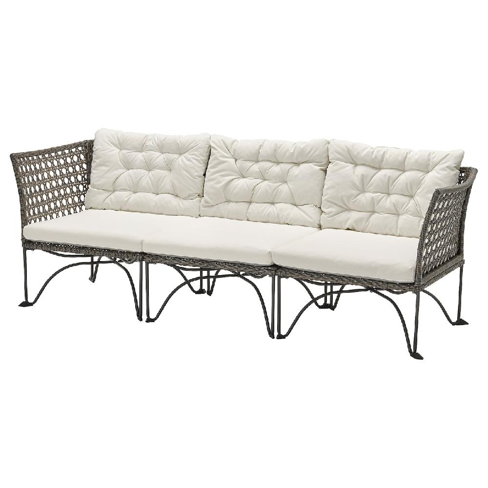IKEA JUTHOLMEN Divano componibile 3 posti esterno grigio scuro/Kuddarna grigio chiaro-beige 210x73 cm