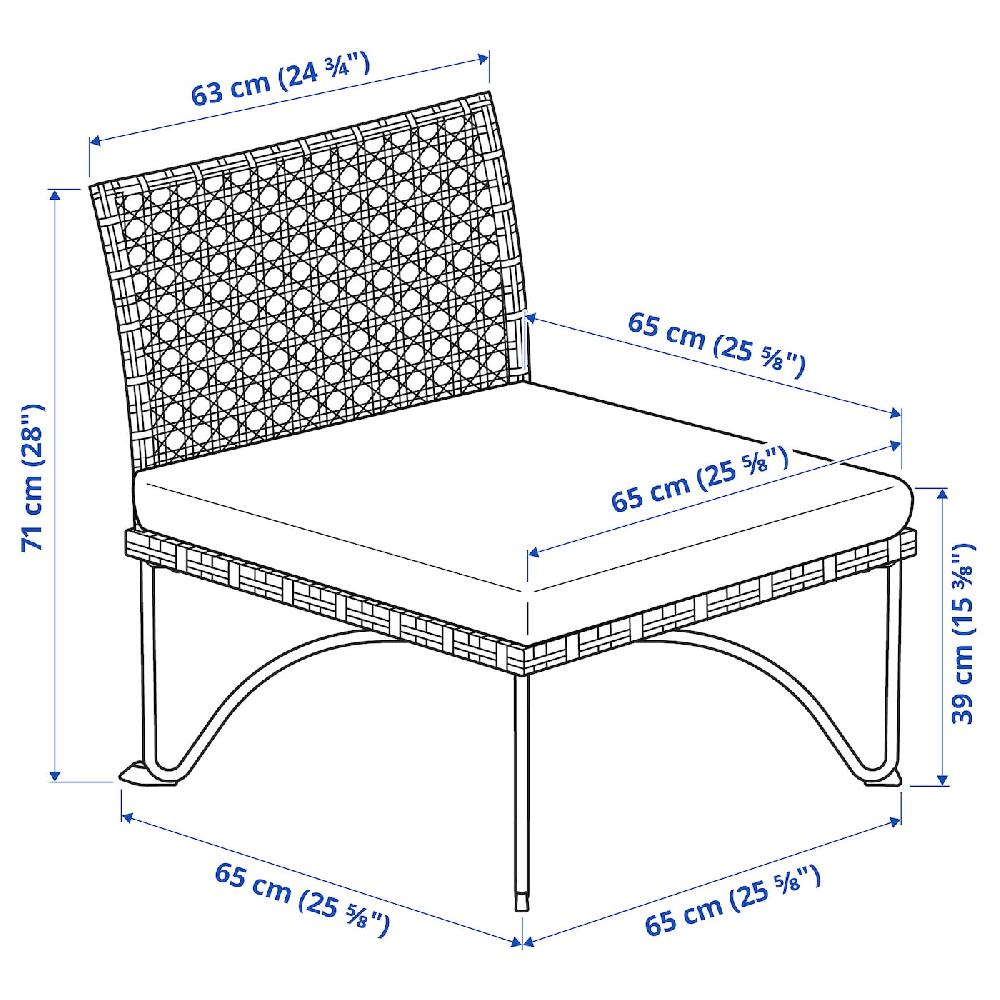 IKEA JUTHOLMEN Poltrona Da Giardino Grigio Scuro/Kuddarna Grigio Chiaro-beige 65x73x71 Cm