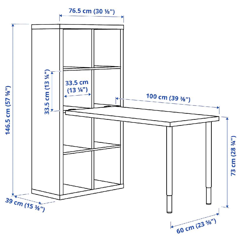 IKEA KALLAX / LINNMON Combinazione Con Scrivania Bianco 77x139x147 Cm