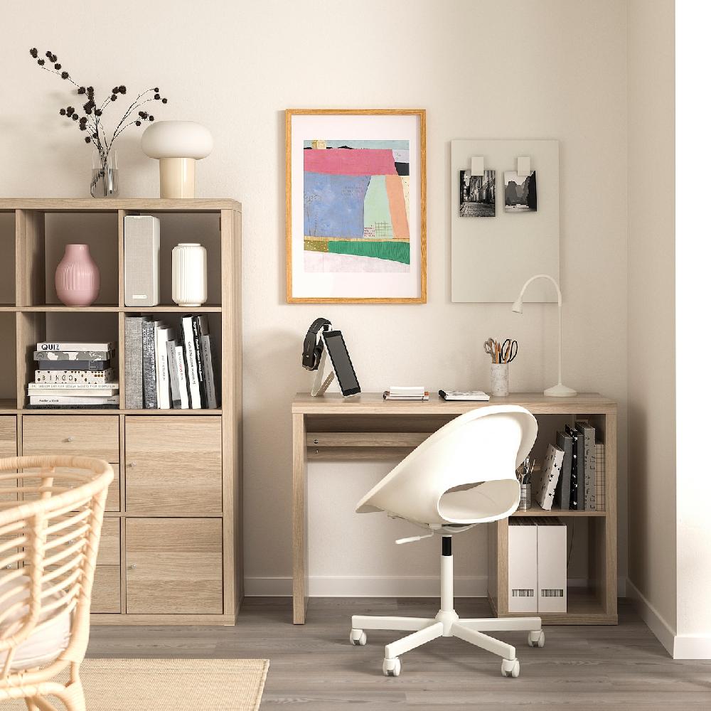 IKEA KALLAX / LOBERGET Scrivania E Sedia Effetto Rovere Con Mordente Bianco/bianco