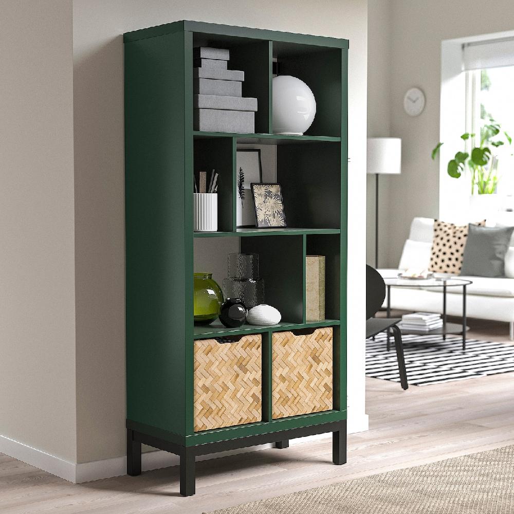 IKEA KALLAX Scaffale Con Base Verde Scuro/nero 77x39x164 Cm