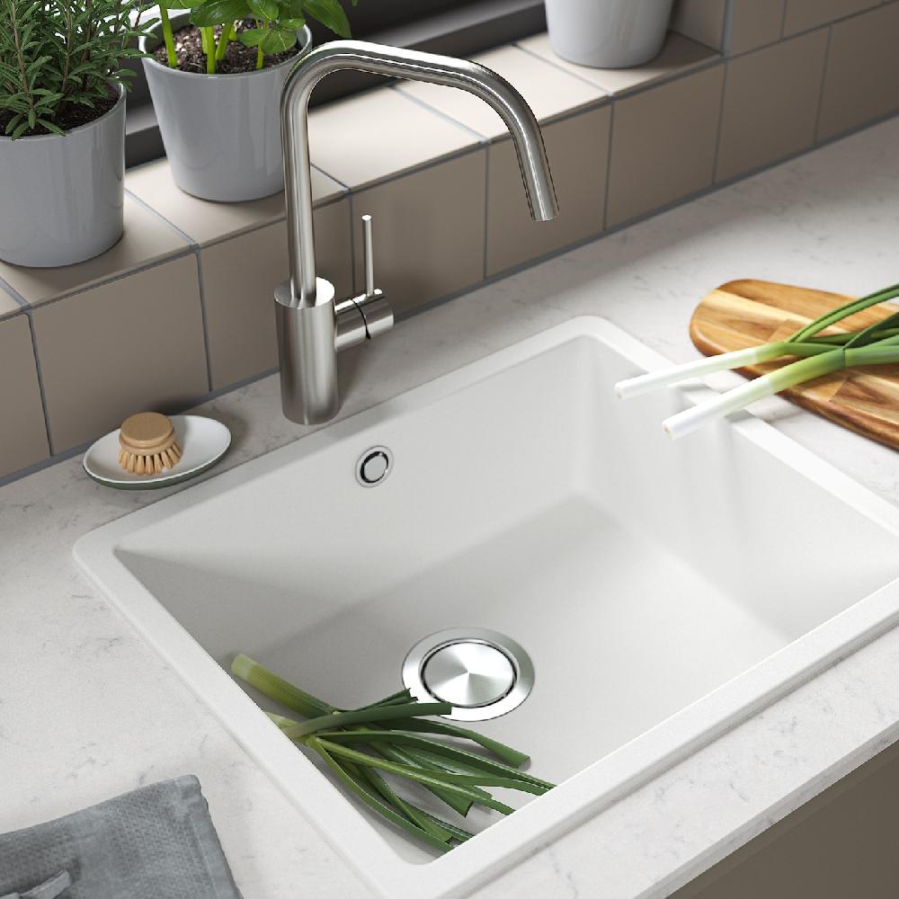 IKEA KILSVIKEN Lavello Da Incasso 1 Vasca Bianco/materiale Composito Di Quarzo 56x46 Cm