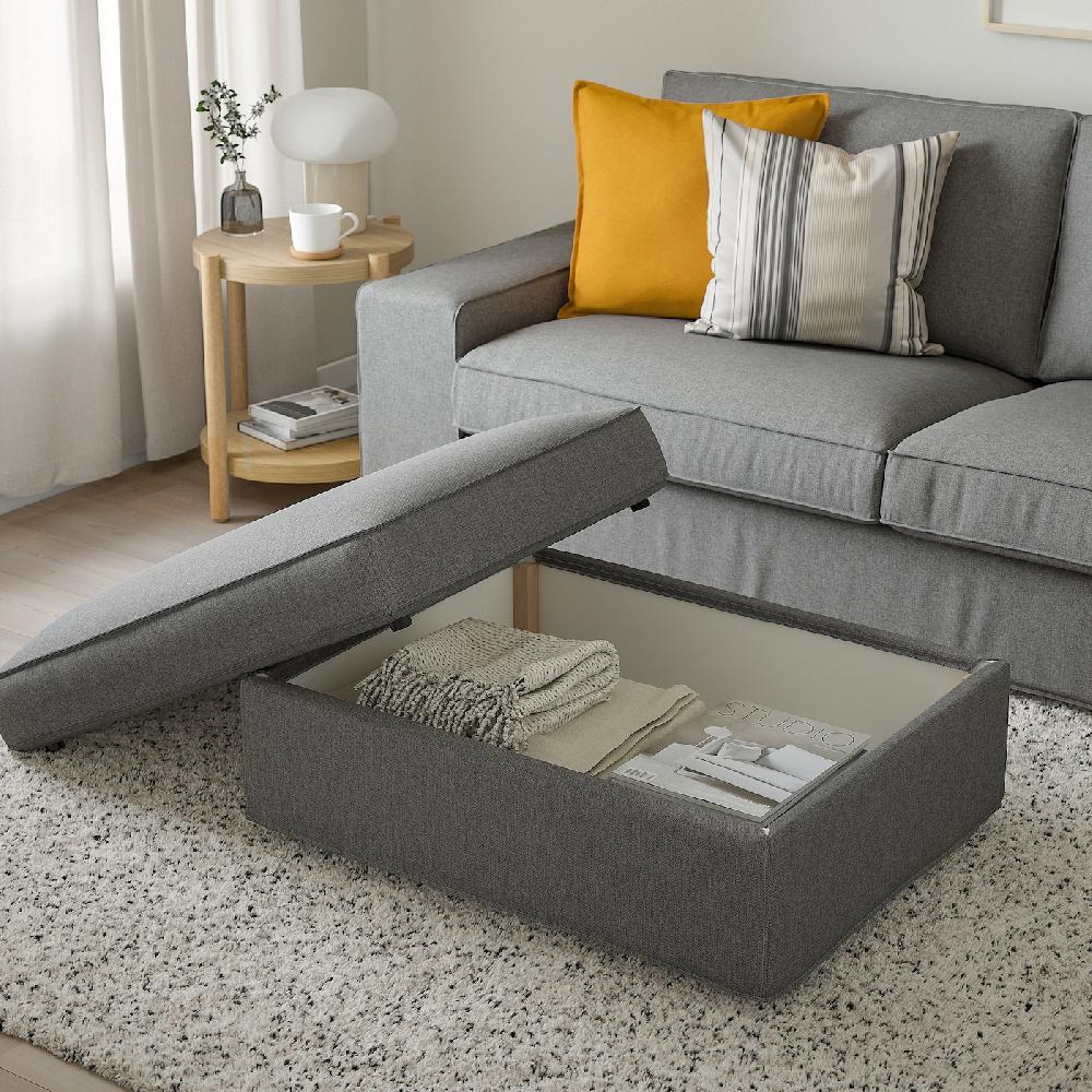 IKEA KIVIK Poggiapiedi Con Contenitore Tibbleby Beige/grigio