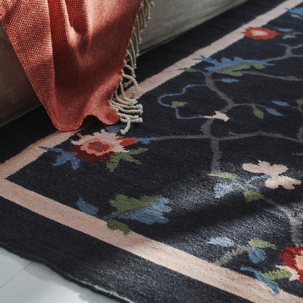 IKEA KLOCKBUSKE Tappeto Tessitura Piatta Grigio Scuro/fiore 160x230 Cm