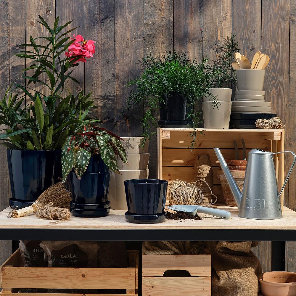 IKEA KLOTLÖNN Vaso Con Sottovaso Da Interno/esterno/grigio/beige 15 Cm