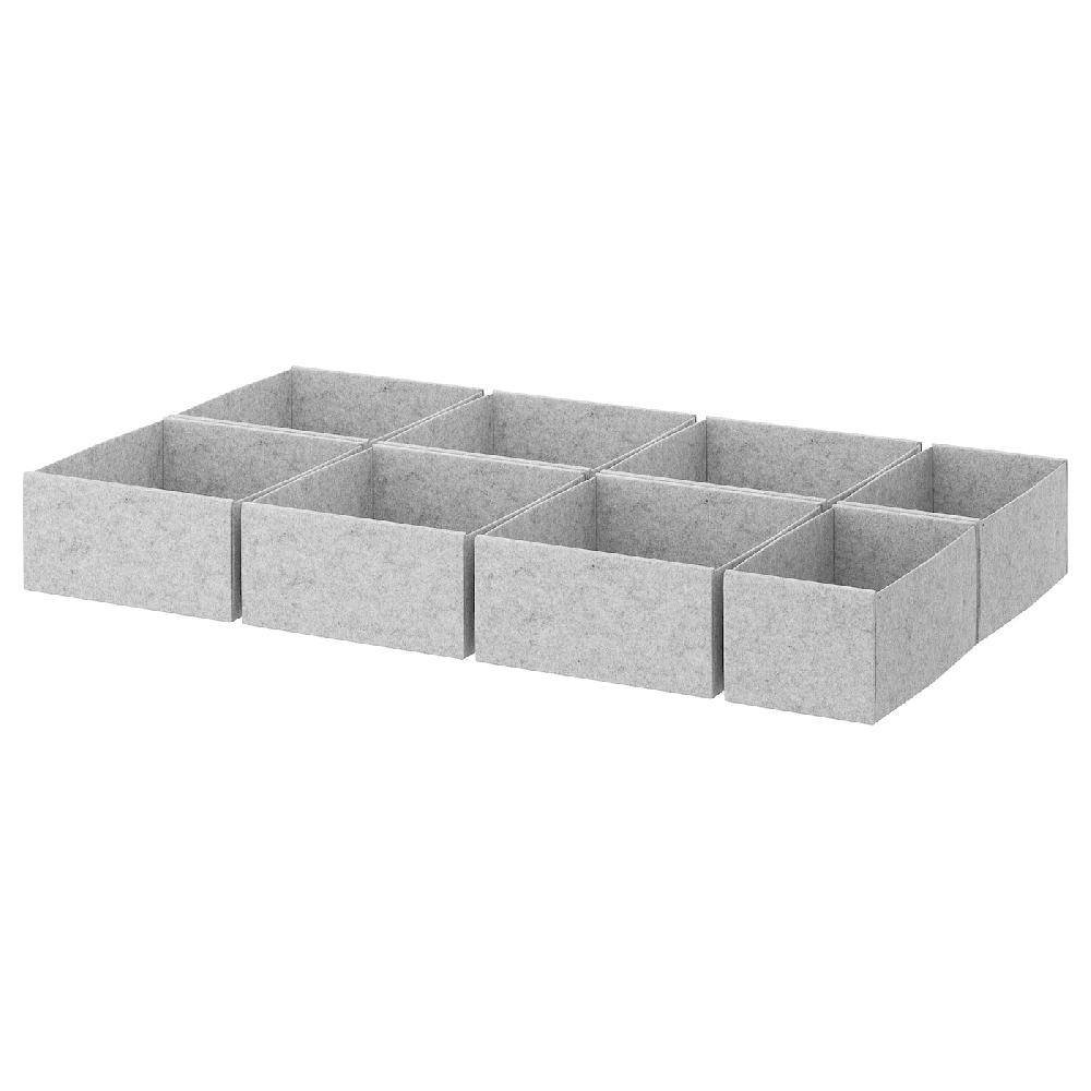 IKEA KOMPLEMENT Set di 8 scatole grigio chiaro 90x54 cm