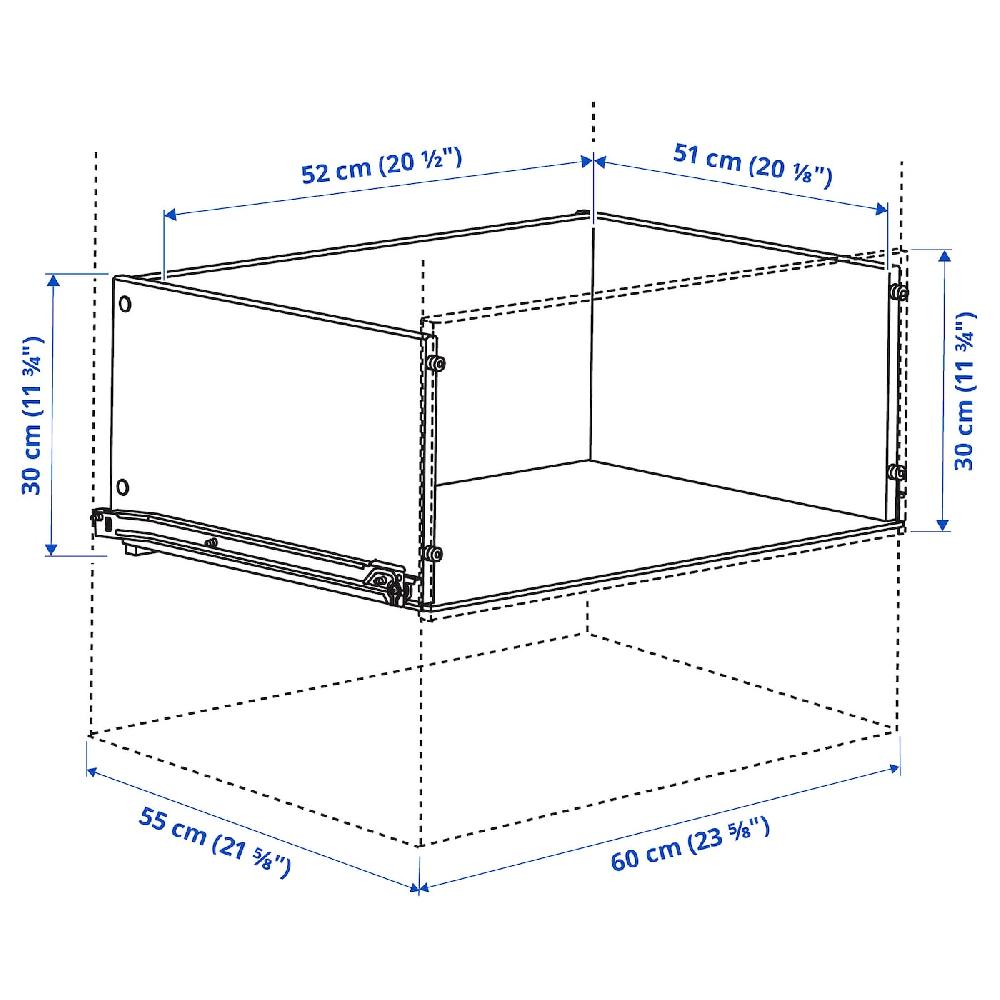 IKEA KONSTRUERA Cassetto Senza Frontale Bianco 30x60 Cm