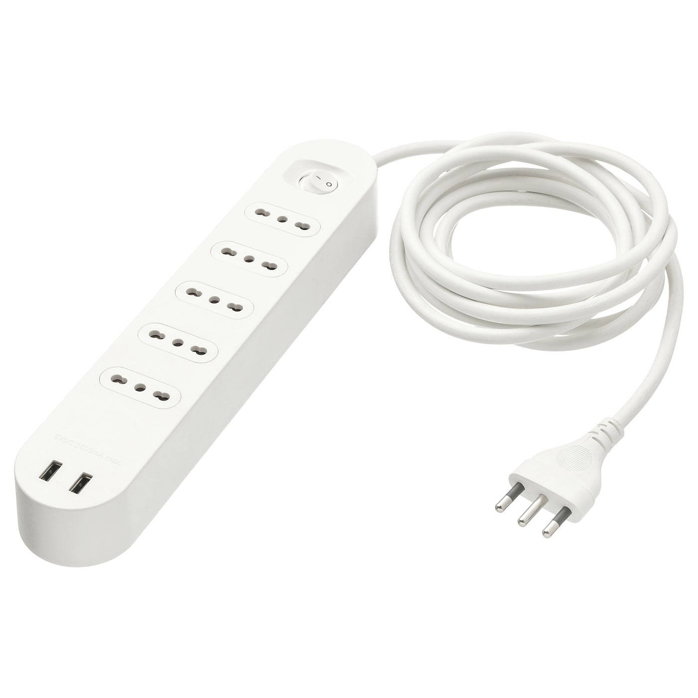 IKEA KOPPLA Multipresa 5 uscite e 2 porte USB bianco 3.0 m
