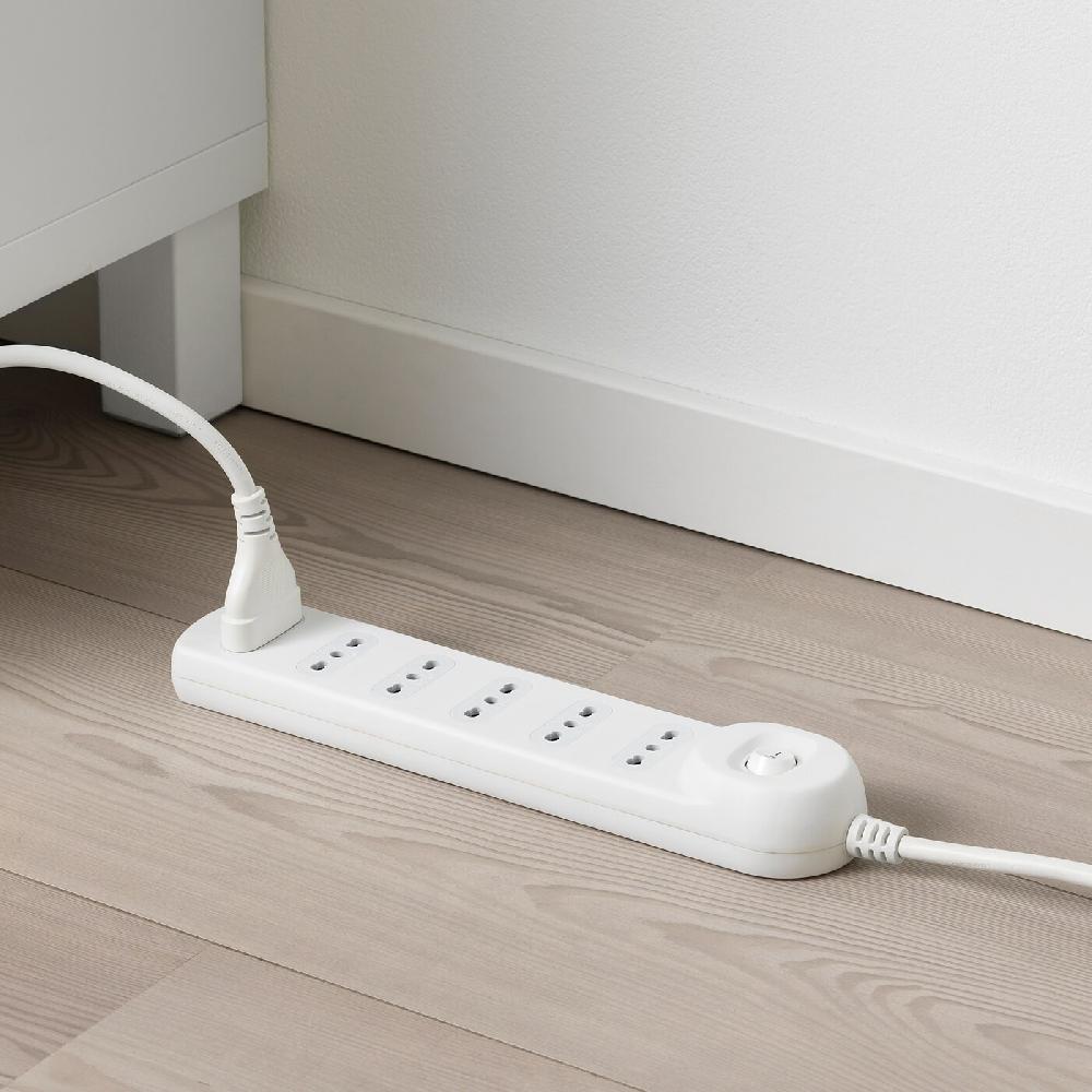 IKEA KOPPLA Multipresa 6 Uscite E Interruttore Bianco 1.5 M