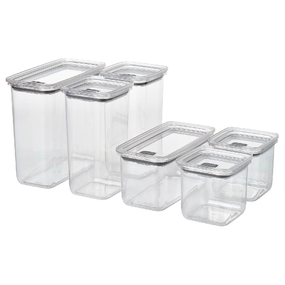 IKEA KORALLVIPPA Set 6 contenit/coperch cibi secchi trasparente