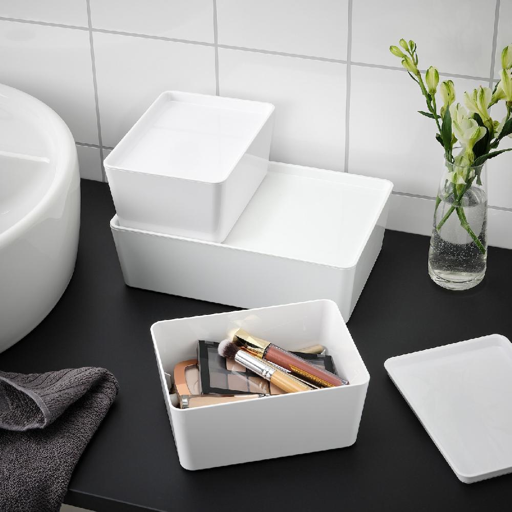 IKEA KUGGIS Contenitore Con Coperchio Bianco 18x26x8 Cm