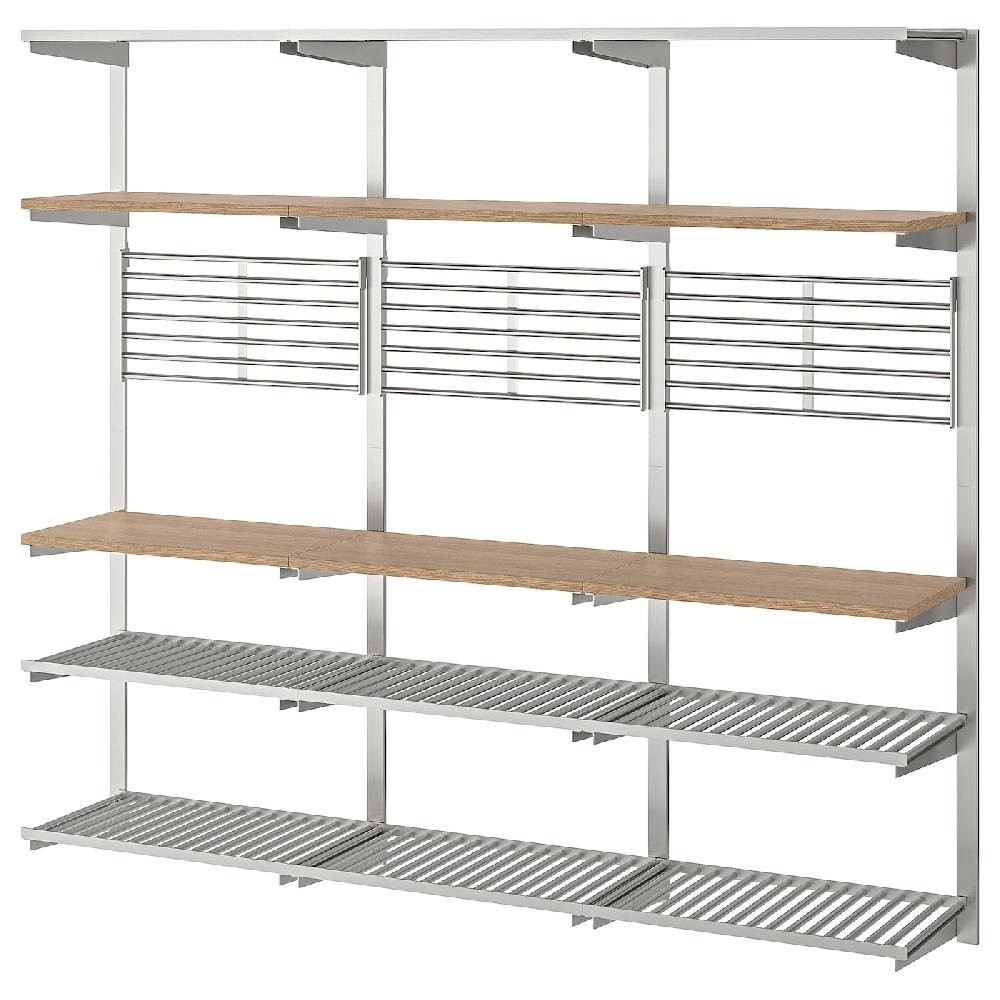 IKEA KUNGSFORS Binario c ripiano/griglia da parete inox/frassino