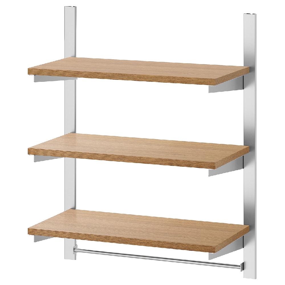 IKEA KUNGSFORS Binario con ripiani/binario inox/frassino
