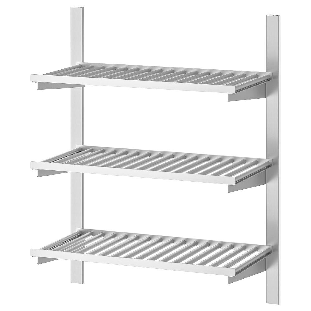 IKEA KUNGSFORS Binario di sospensione con ripiani inox