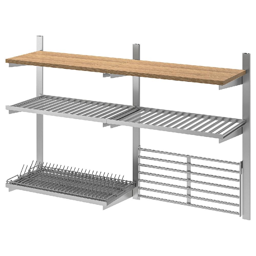IKEA KUNGSFORS Binario/ripiano/scolapiatti/griglia inox/frassino