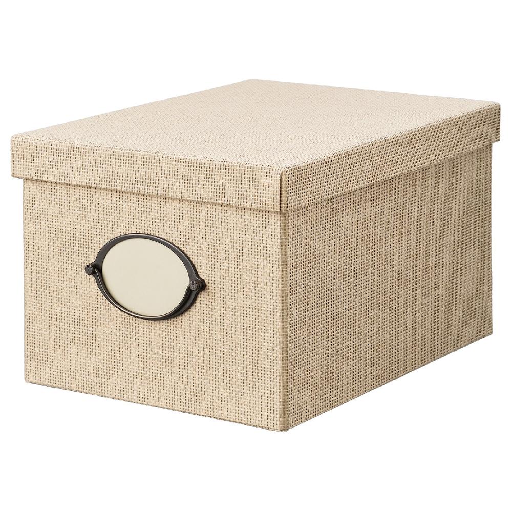 IKEA KVARNVIK Scatola con coperchio beige 25x35x20 cm