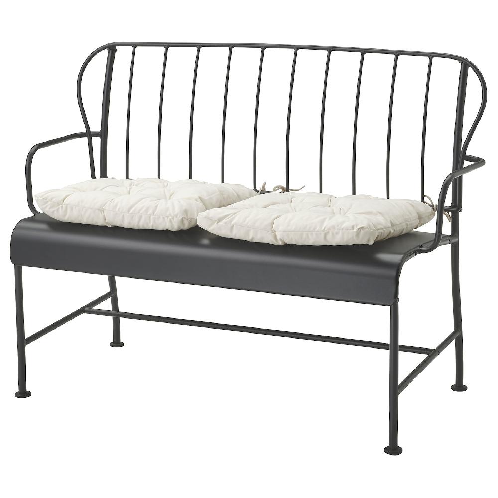 IKEA LÄCKÖ Divano a 2 posti da esterno grigio/Kuddarna grigio chiaro-beige