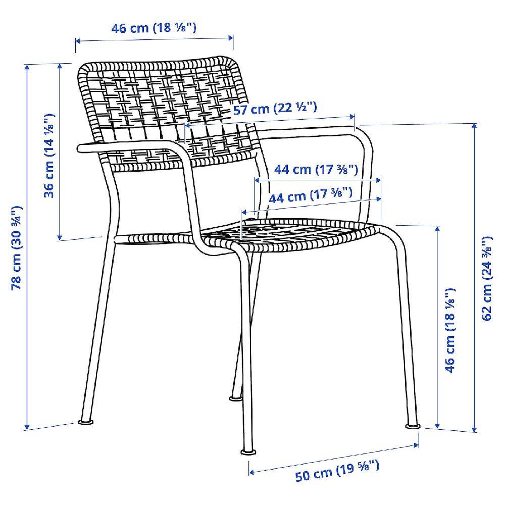IKEA LÄCKÖ Sedia Con Braccioli Da Giardino Grigio Scuro