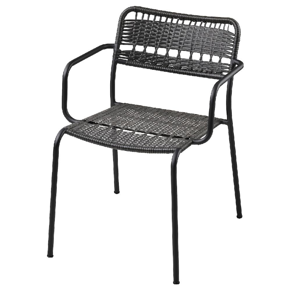 IKEA LÄCKÖ Sedia con braccioli da giardino grigio scuro