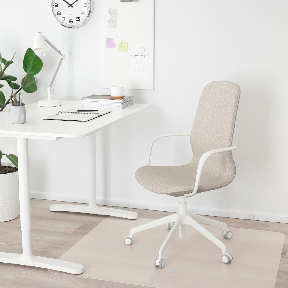 IKEA LÅNGFJÄLL Sedia Per Riunioni Con Braccioli Gunnared Beige/bianco