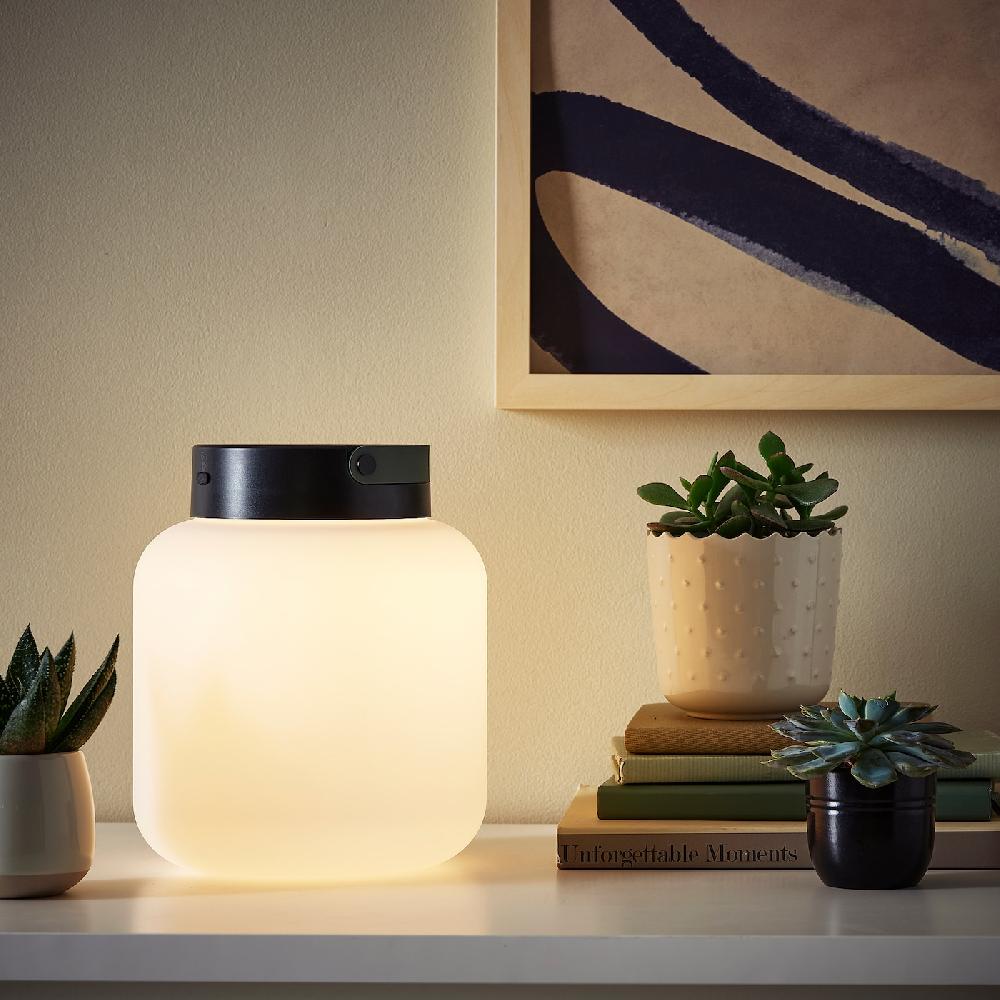 IKEA LÄNSPORT Lampada LED Portatile A Batteria Bianco/grigio Scuro 22 Cm