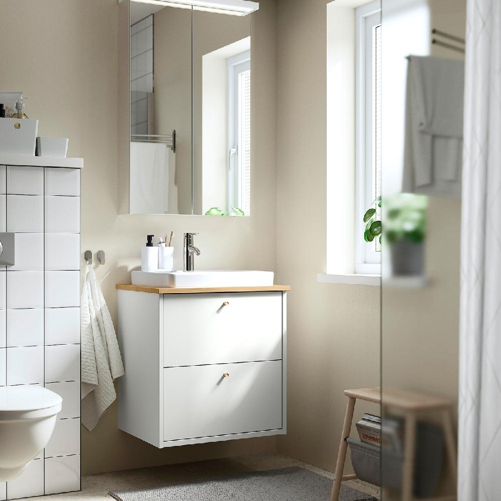 IKEA LETTAN Mobile A Specchio Con Ante Effetto Specchio/vetro A Specchio 60x15x95 Cm