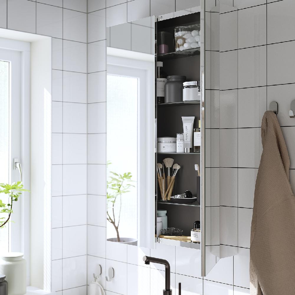 IKEA LETTAN Mobile A Specchio Con Ante Effetto Specchio/vetro A Specchio 60x15x95 Cm