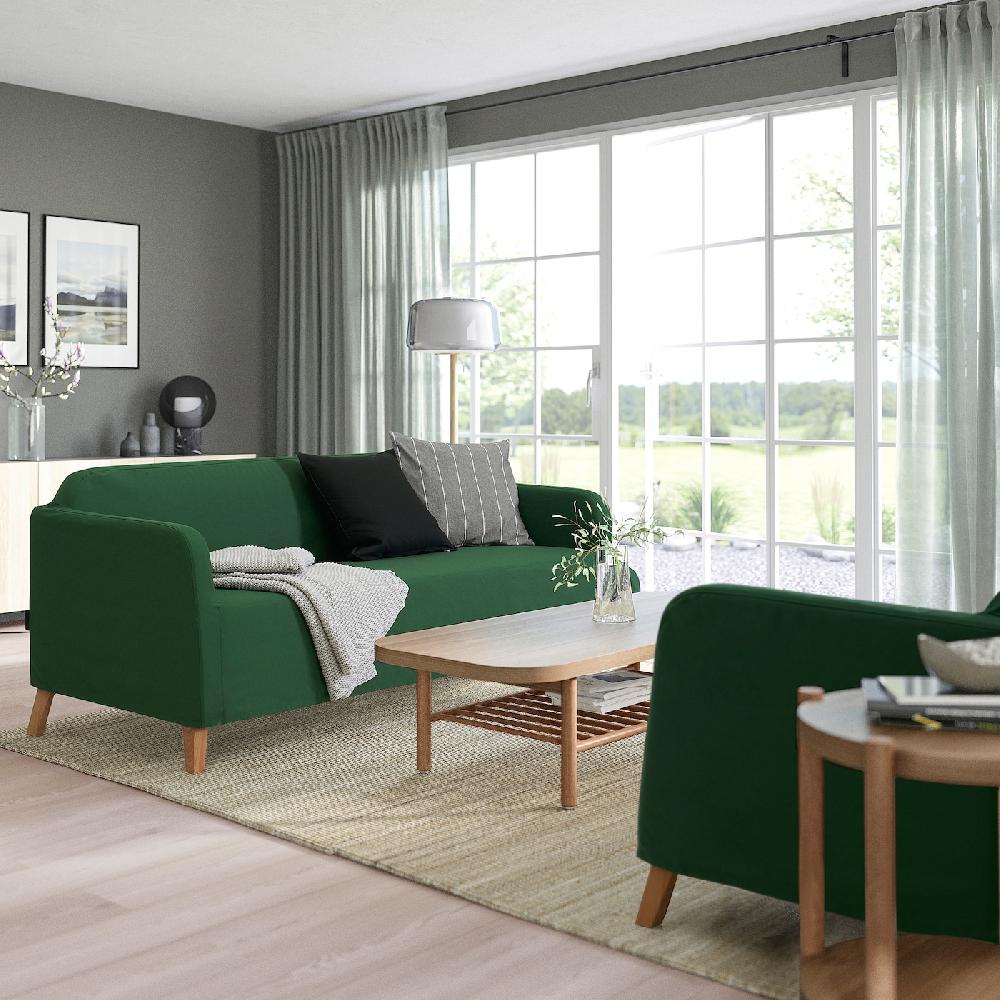 IKEA LINANÄS Copridivano Per Divano A 3 Posti Vissle Verde Scuro