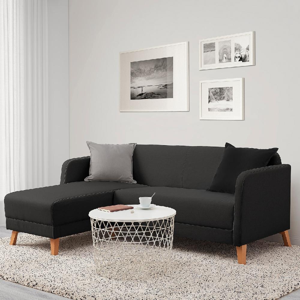 IKEA LINANÄS Divano A 3 Posti Con Chaise-longue/Vissle Grigio Scuro