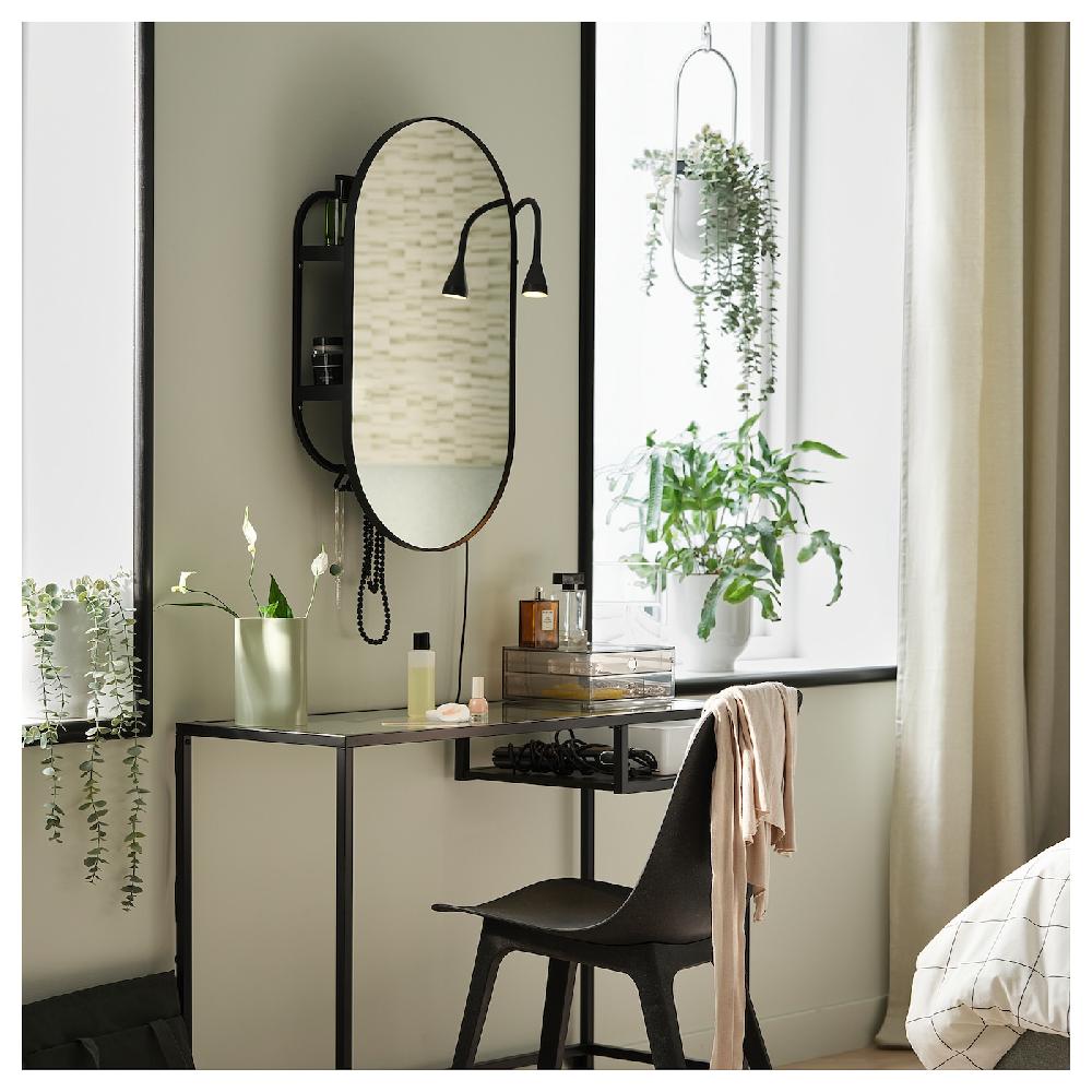 IKEA LINDBYN Specchio Con Vano Contenitore Nero 40x70 Cm