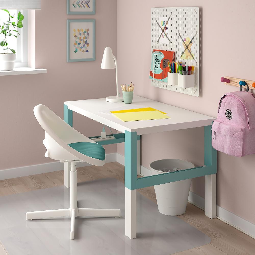 IKEA LOBERGET / SIBBEN Sedia Da Scrivania/cuscino Bambini Bianco/turchese