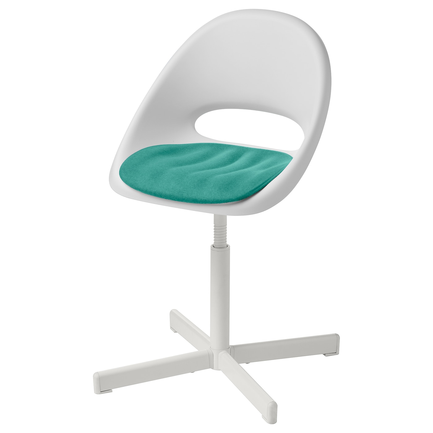 IKEA LOBERGET / SIBBEN Sedia da scrivania/cuscino bambini bianco/turchese
