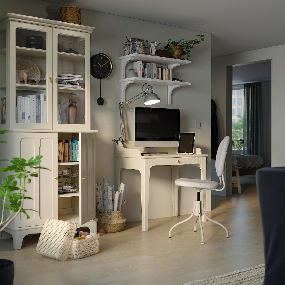 IKEA LOMMARP/BJÖRKBERGET Scrivania/elemento Contenitore E Sedia Girevole Beige