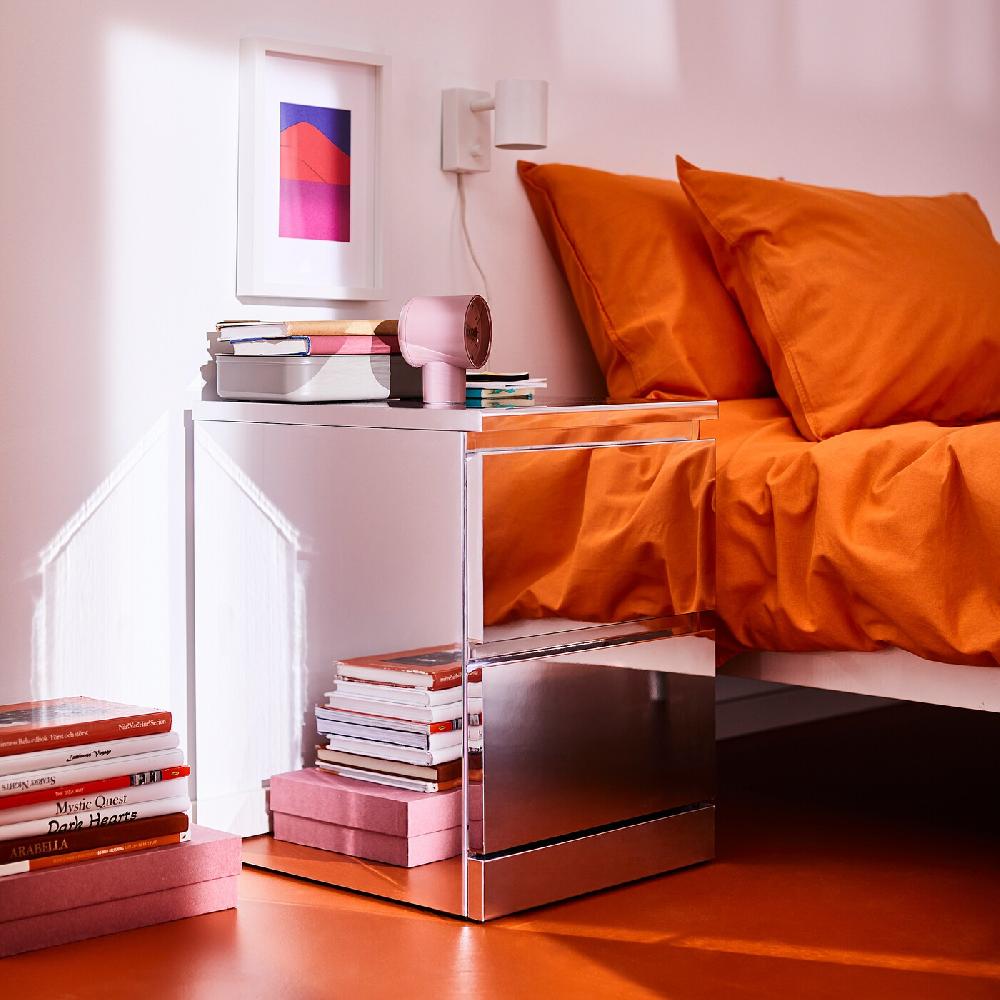 IKEA MALM Cassettiera Con 2 Cassetti Effetto Specchio 40x55 Cm